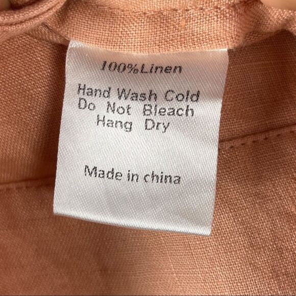 Mod Ref Salmon Peach Linen Front Tie Sleeveless Top Size L - Picture 10 of 10